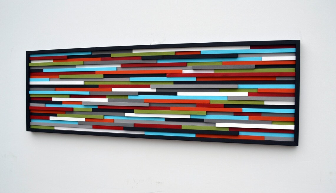 Color Of Smile Wall Art Plank Wood Mosaic Wall Decor