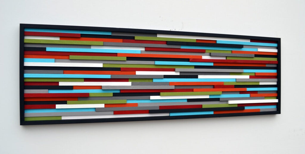 Color Of Smile Wall Art Plank Wood Mosaic Wall Decor