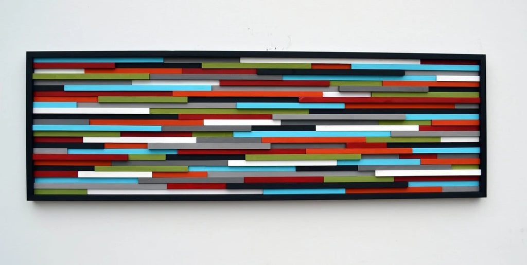 Color Of Smile Wall Art Plank Wood Mosaic Wall Decor