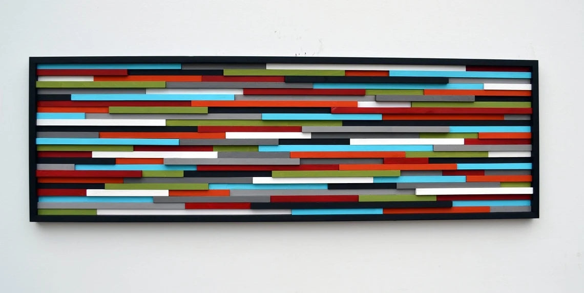 Color Of Smile Wall Art Plank Wood Mosaic Wall Decor