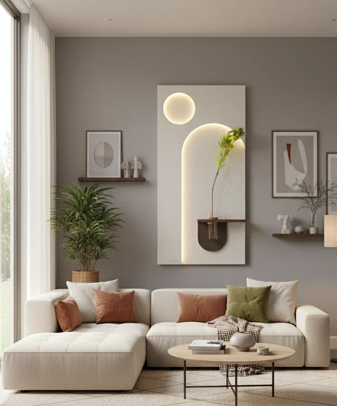 Contemporary Wall Decor with Remote LED Lights