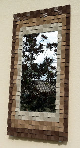 Cube Art Wood Mirror Mosaic Wall Decor