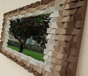 Cube Art Wood Mirror Mosaic Wall Decor