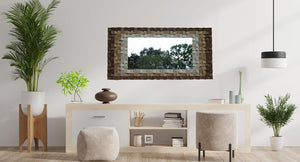 Cube Art Wood Mirror Mosaic Wall Decor