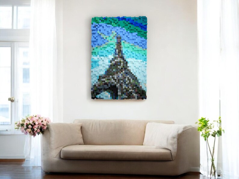 Eiffel Tower Wood Mosaic Wall Decor