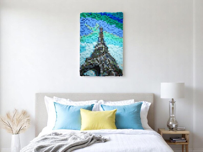 Eiffel Tower Wood Mosaic Wall Decor