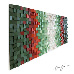 Emerald Green Wood Mosaic Wall Decor