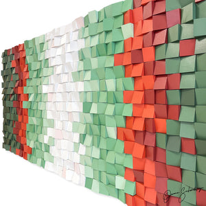 Emerald Green Wood Mosaic Wall Decor