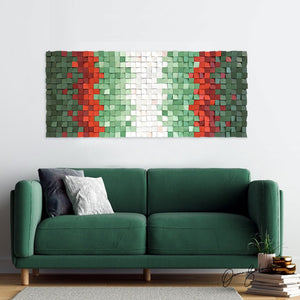Emerald Green Wood Mosaic Wall Decor
