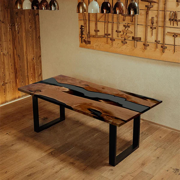 Transparent Grey Epoxy Resin Dining Table