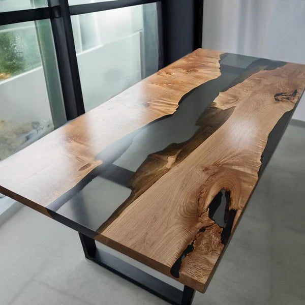 Transparent Grey Epoxy Resin Dining Table