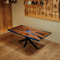 Modern Rustic Epoxy Resin Dining Table with Radium Effect