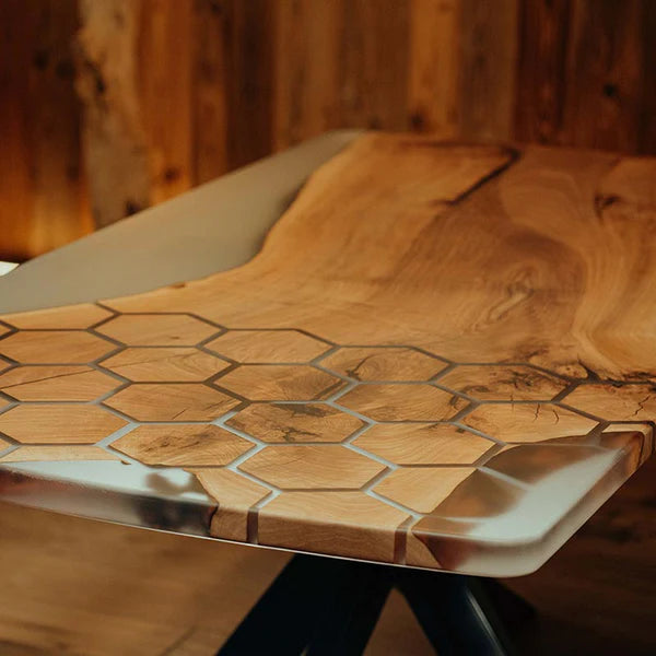 Modern Hexagon Epoxy Resin Dining Table