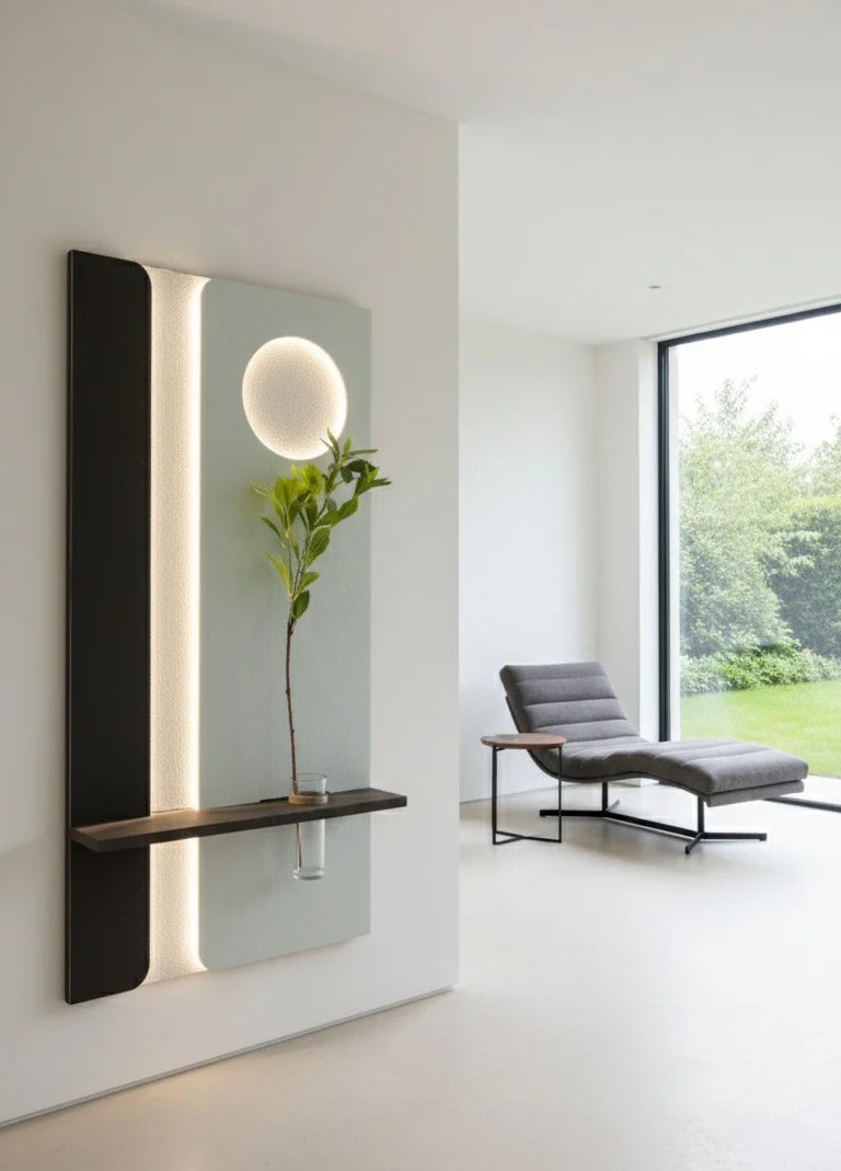 Full Moon Sandstone Imitation Plant Wall Art Led