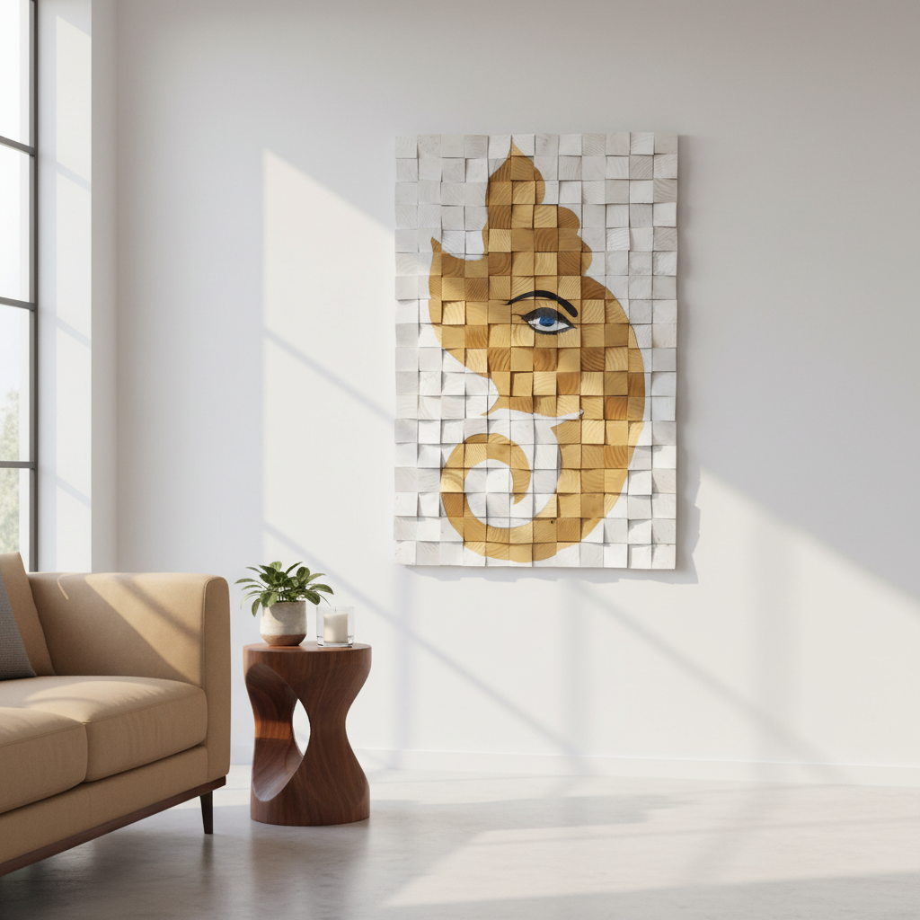 Ganesha Wood Mosaic Wall Decor