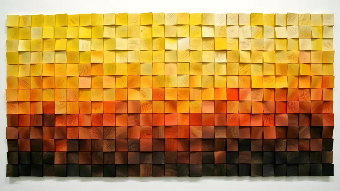 Golden Optimism Wood Mosaic Wall Decor