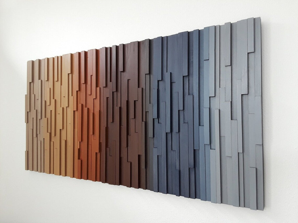 Gradient Art Plank Wood Mosaic Wall Decor