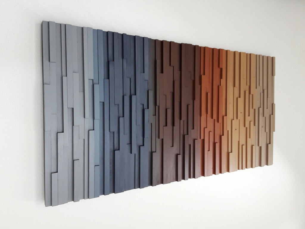 Gradient Art Plank Wood Mosaic Wall Decor