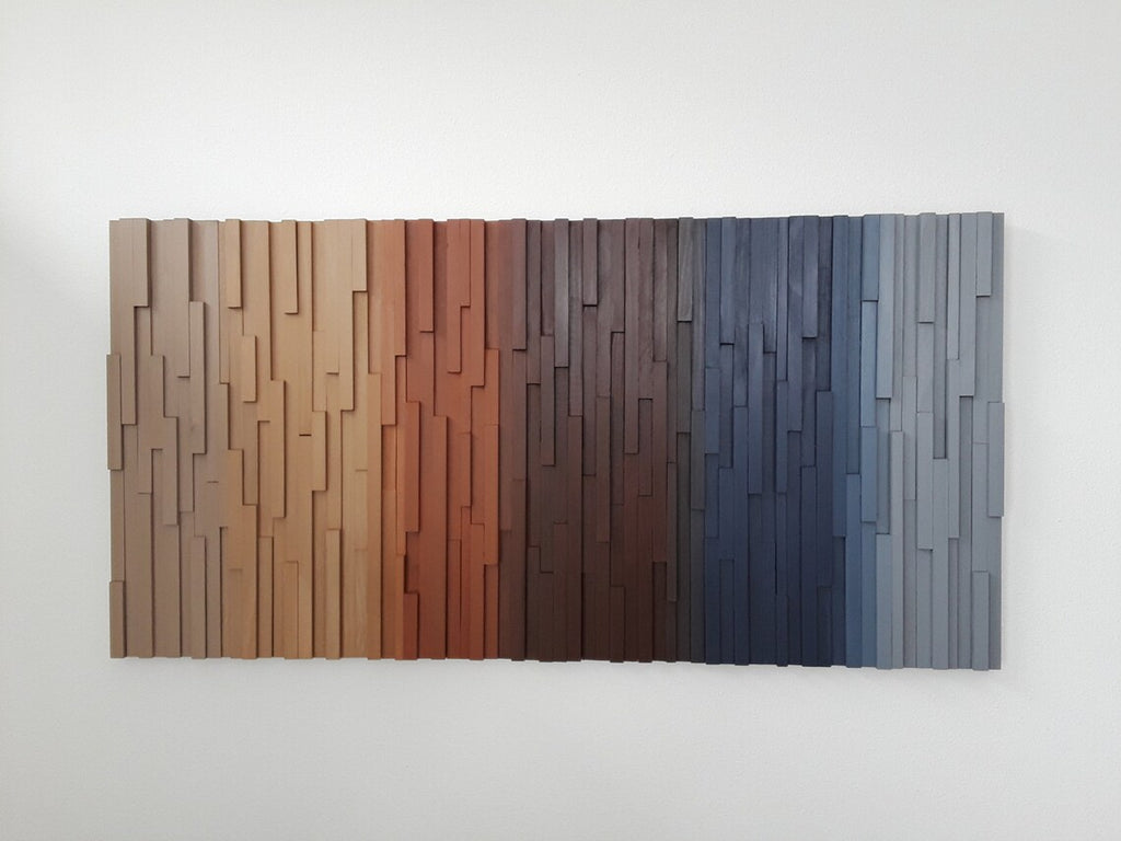 Gradient Art Plank Wood Mosaic Wall Decor