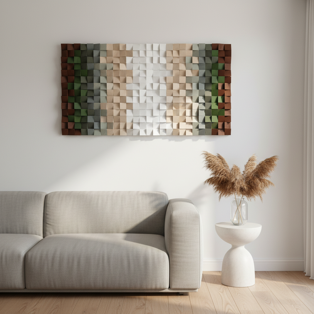 Green Earth Handmade Wood Mosaic Wall Decor
