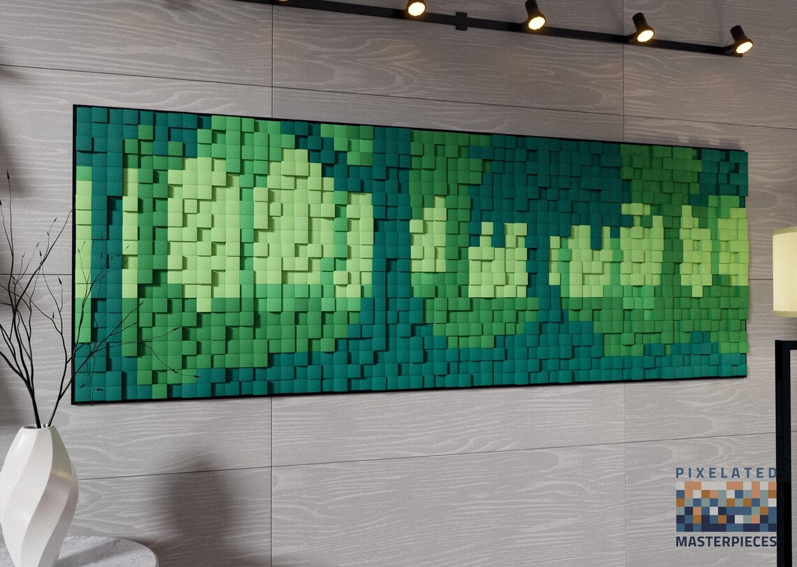 Green Forest 3D Wood Mosaic Wall Decor