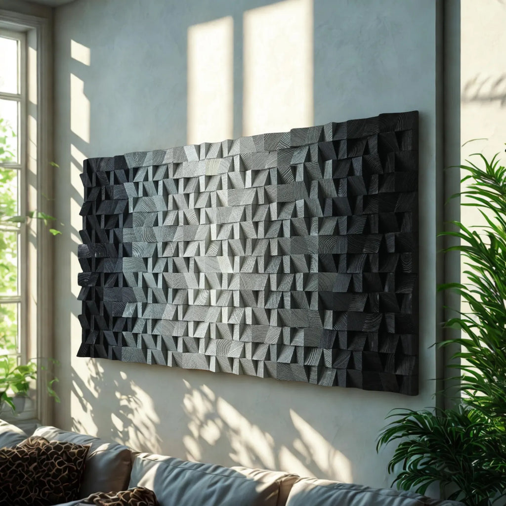 Handmade Modern Livewire Wood Mosaic Wall Decor