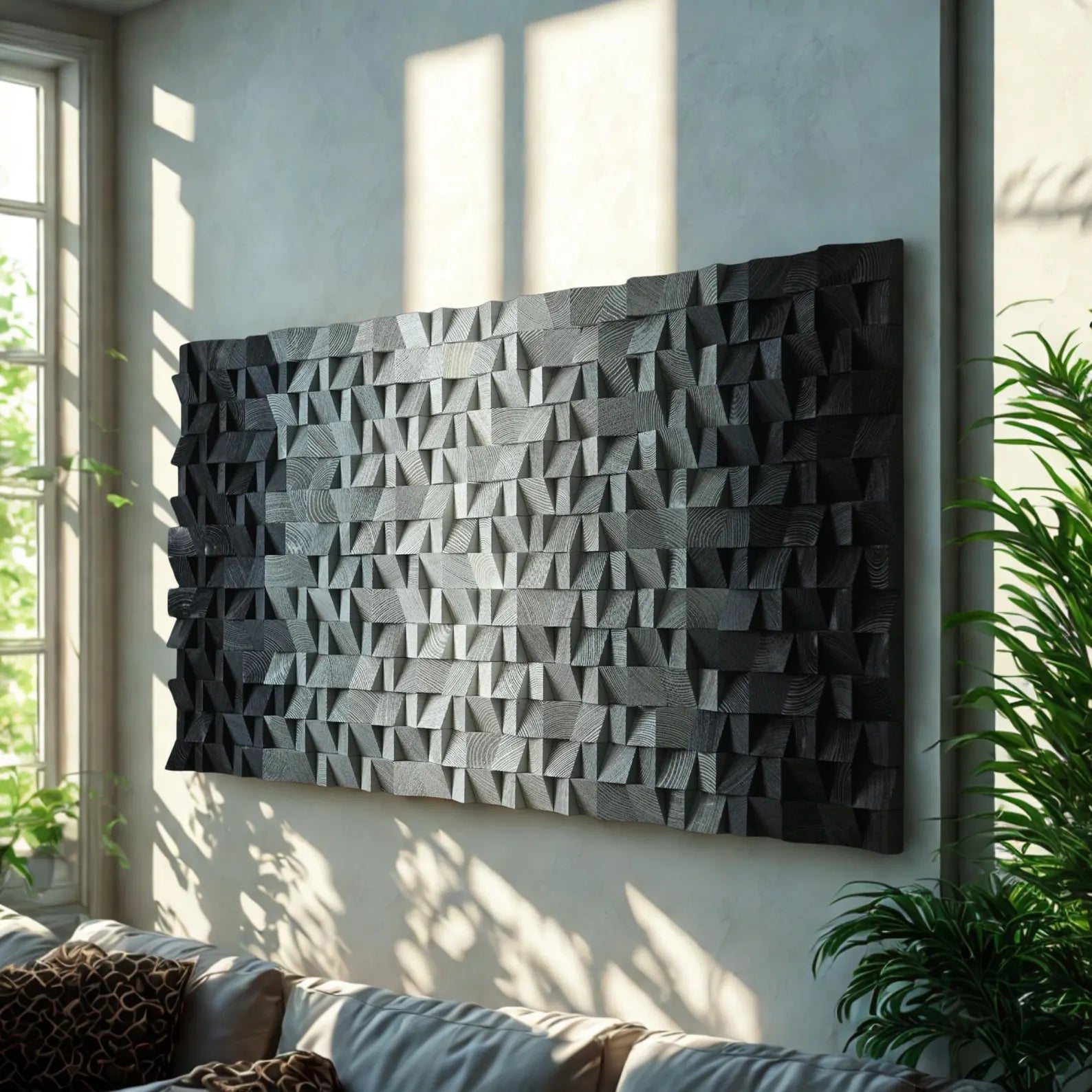 Handmade Modern Livewire Wood Mosaic Wall Decor
