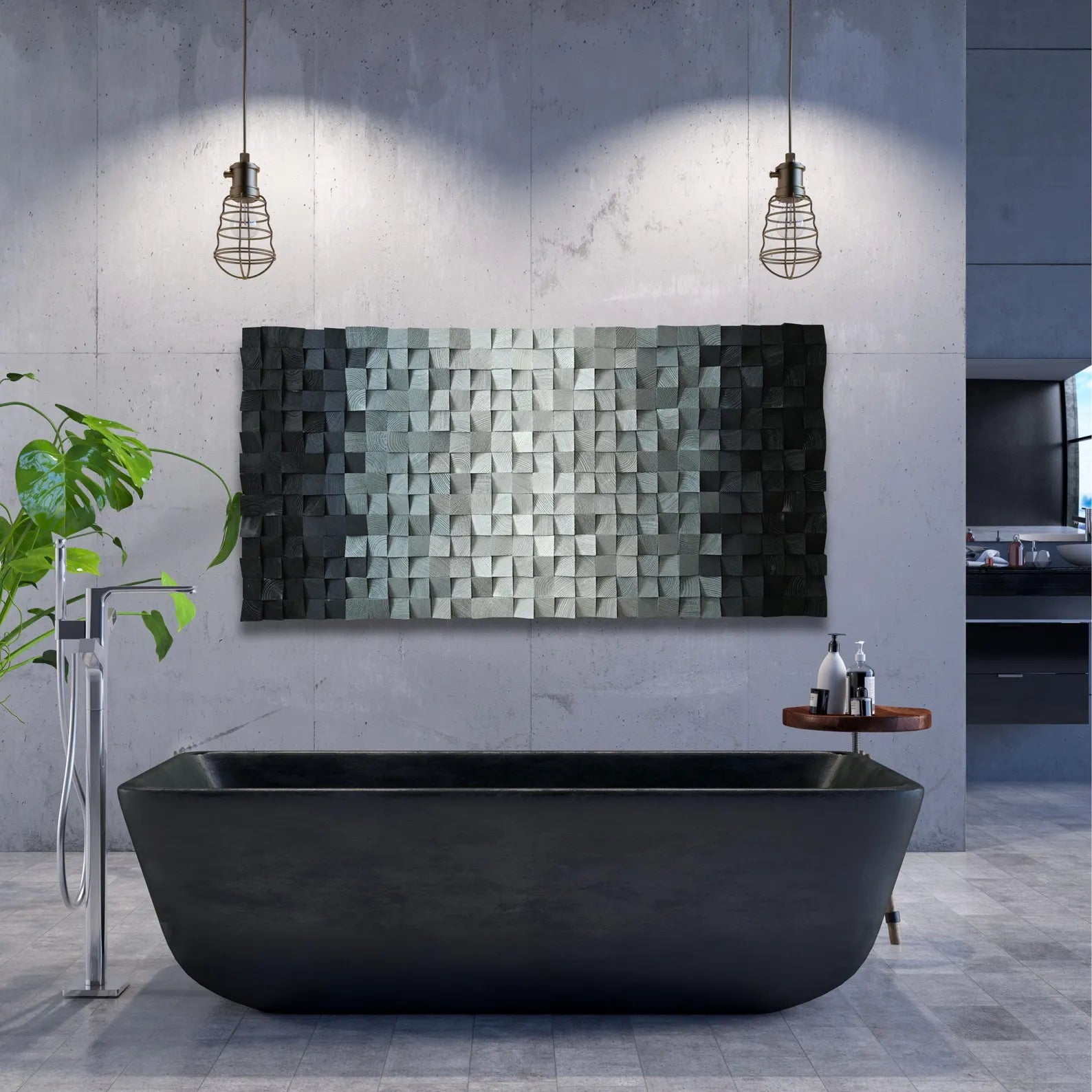 Handmade Modern Livewire Wood Mosaic Wall Decor