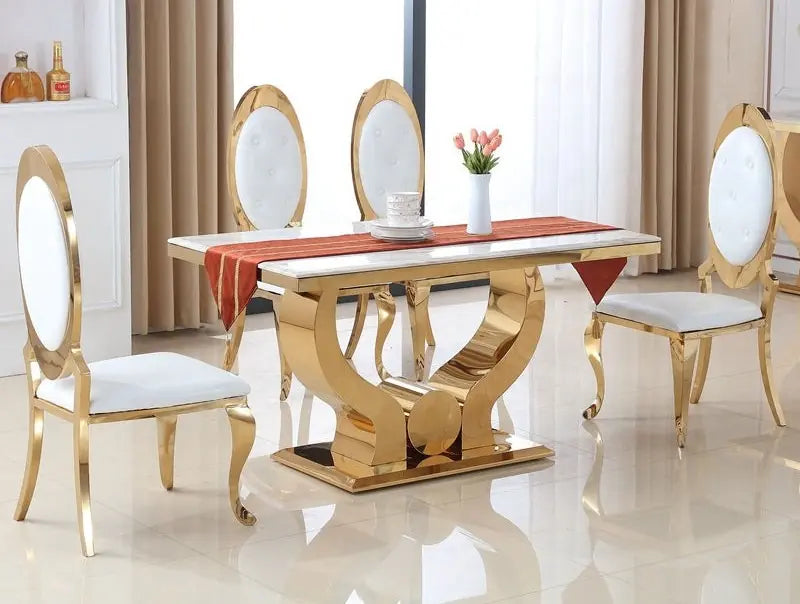 Amazing Modern Rectangle White Marble Dining Table