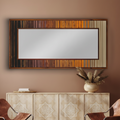 RUSTIC PLANK WOOD MOSAIC MIRROR WALL DECOR