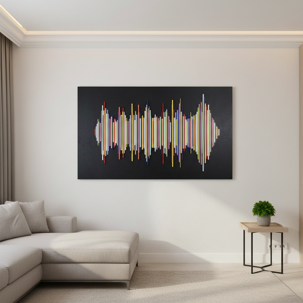 Sound Wave Plank Wood Mosaic Wall Decor