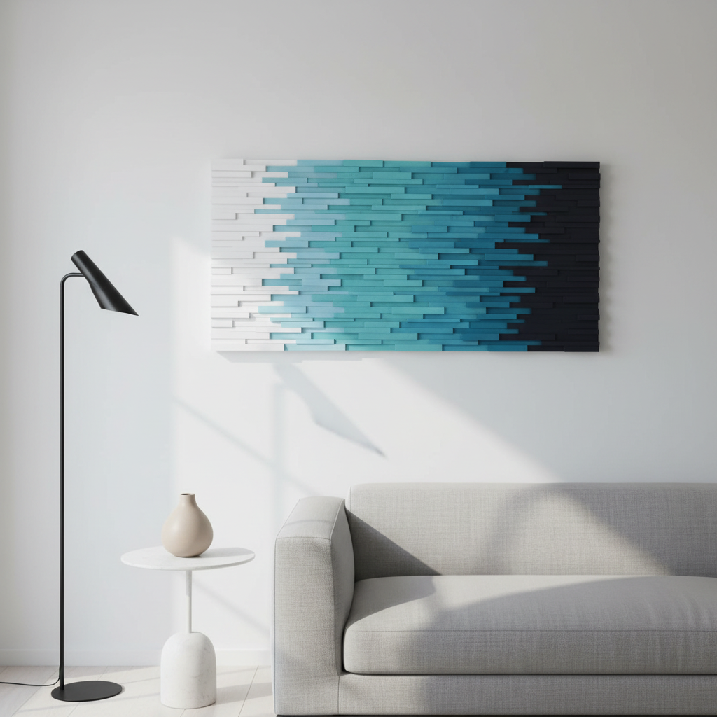Blue Heaven Plank Wood Mosaic Wall Decor