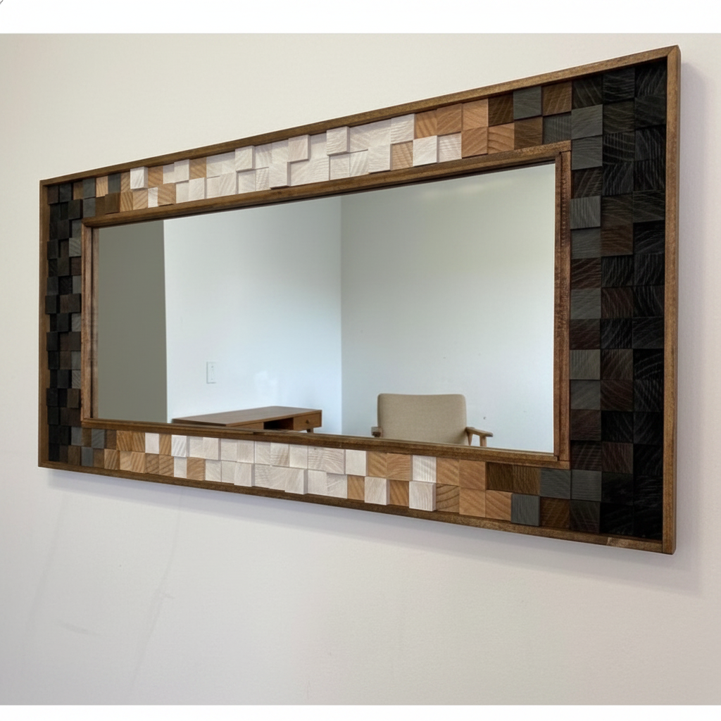 Gorgeous Wood Mirror Mosaic Wall Decor