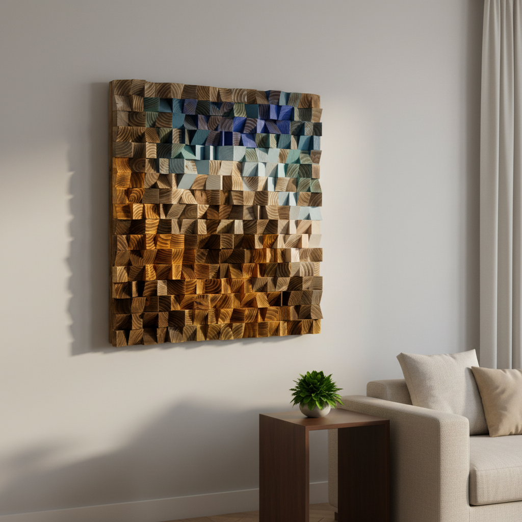 Fighting River Wood Mosaic Wall Decor