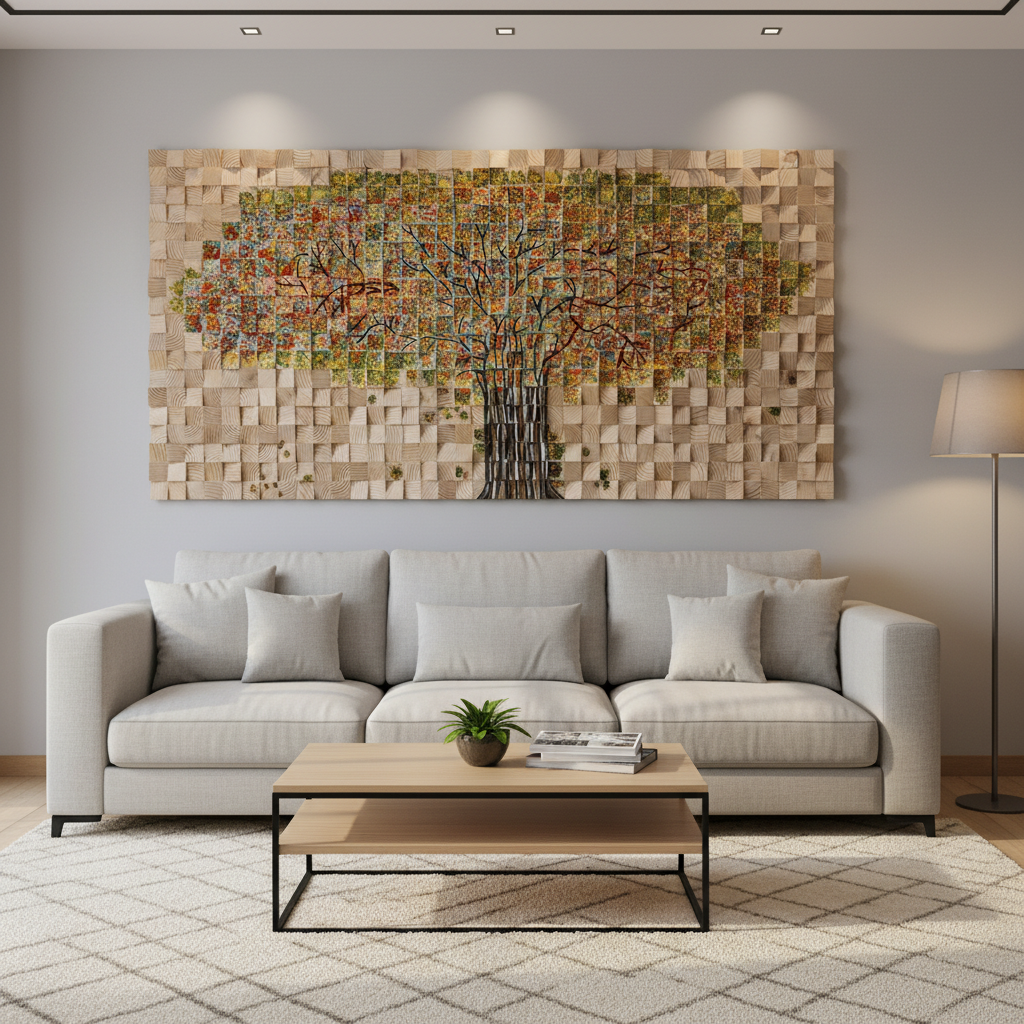 Tree Wood Mosaic Wall Decor