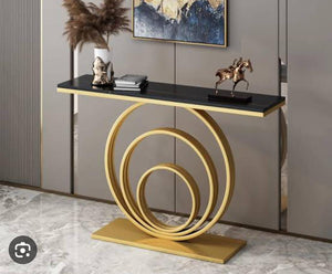 Elegant Design Top Console Table in Black & Gold