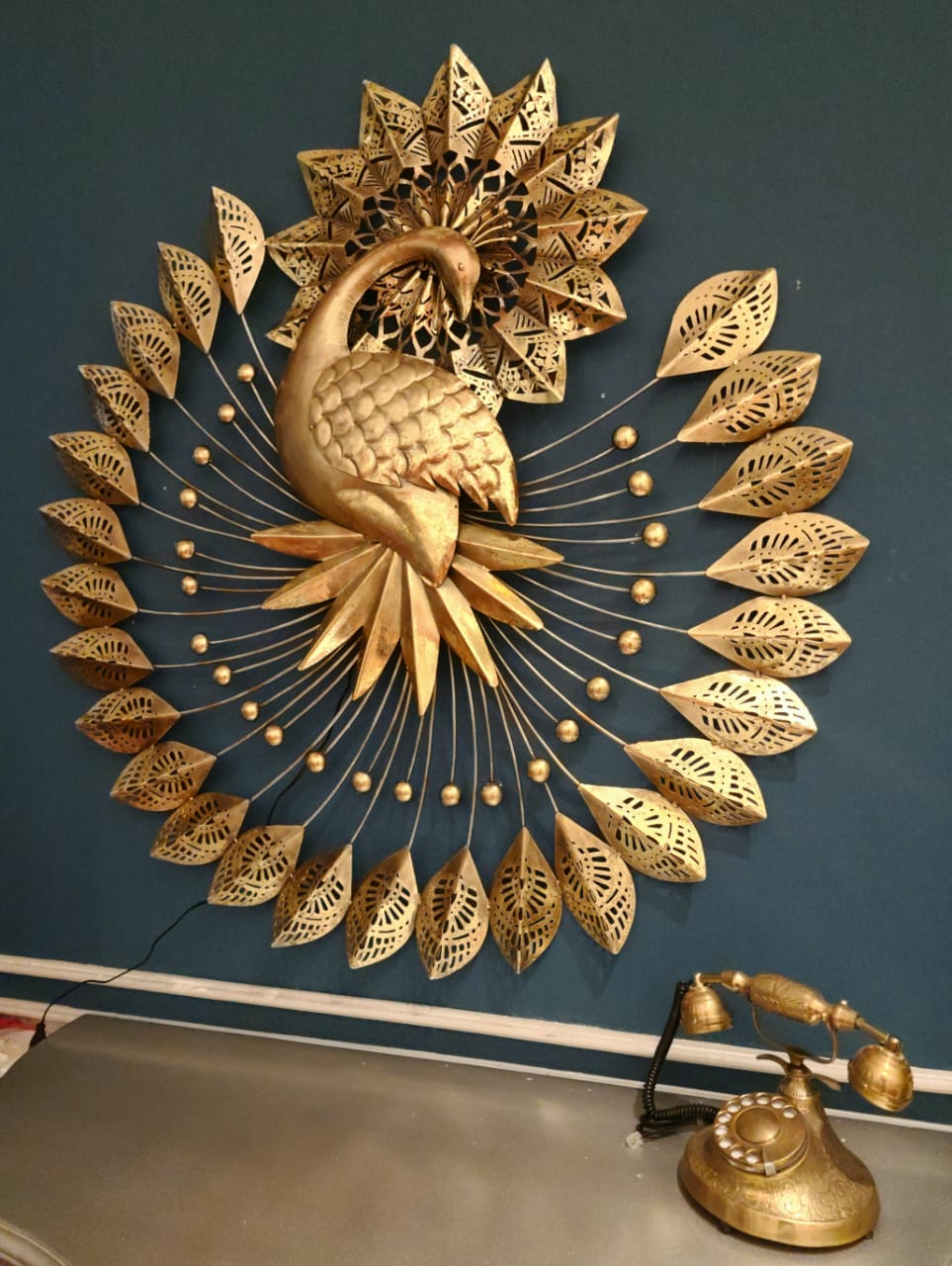 Dancing Peacock LED Metal Wall Art