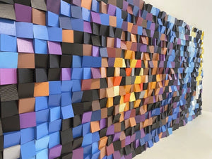 Blue Large Acoustic Wood Mosaic Wall Decor