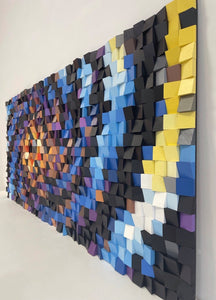 Blue Large Acoustic Wood Mosaic Wall Decor