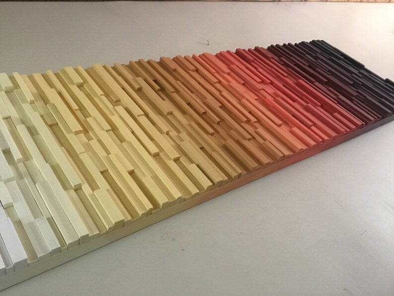 Sunset Modern Ombre Art Plank Wood Mosaic Wall Decor