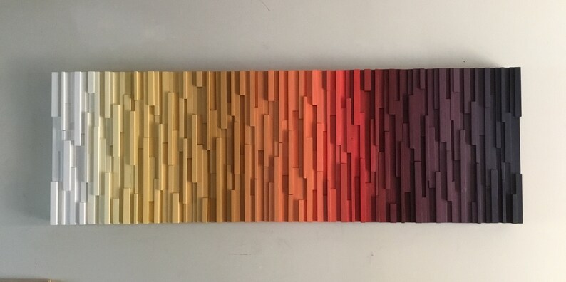 Sunset Modern Ombre Art Plank Wood Mosaic Wall Decor