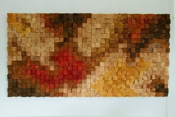 Brown and Toasted Wood Mosaic Wall Decor