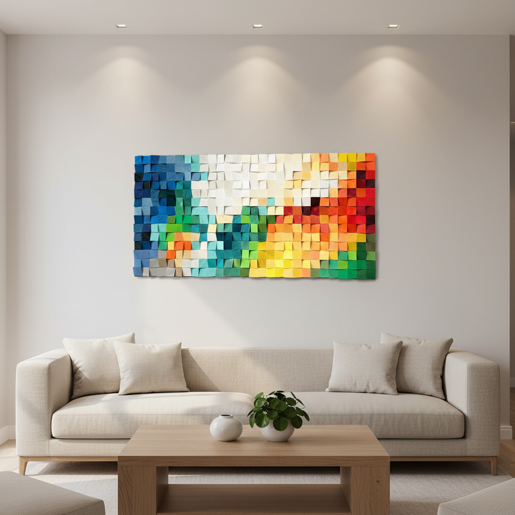 Aesthetic Look Wood Mosaic Wall Decor