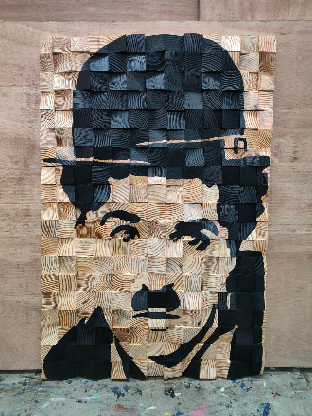 Charlie Chaplin Wood Mosaic Wall Decor