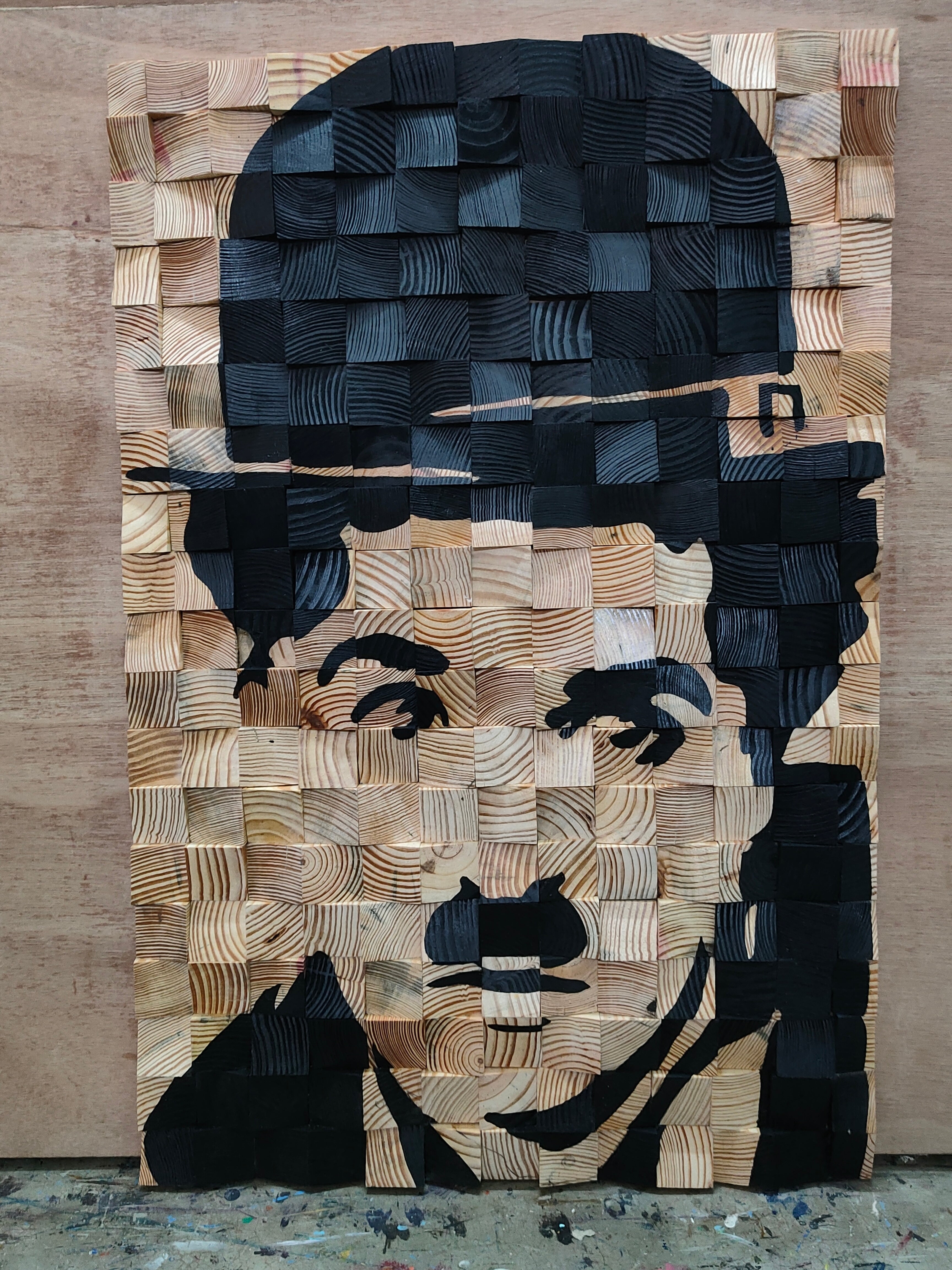 Charlie Chaplin Wood Mosaic Wall Decor