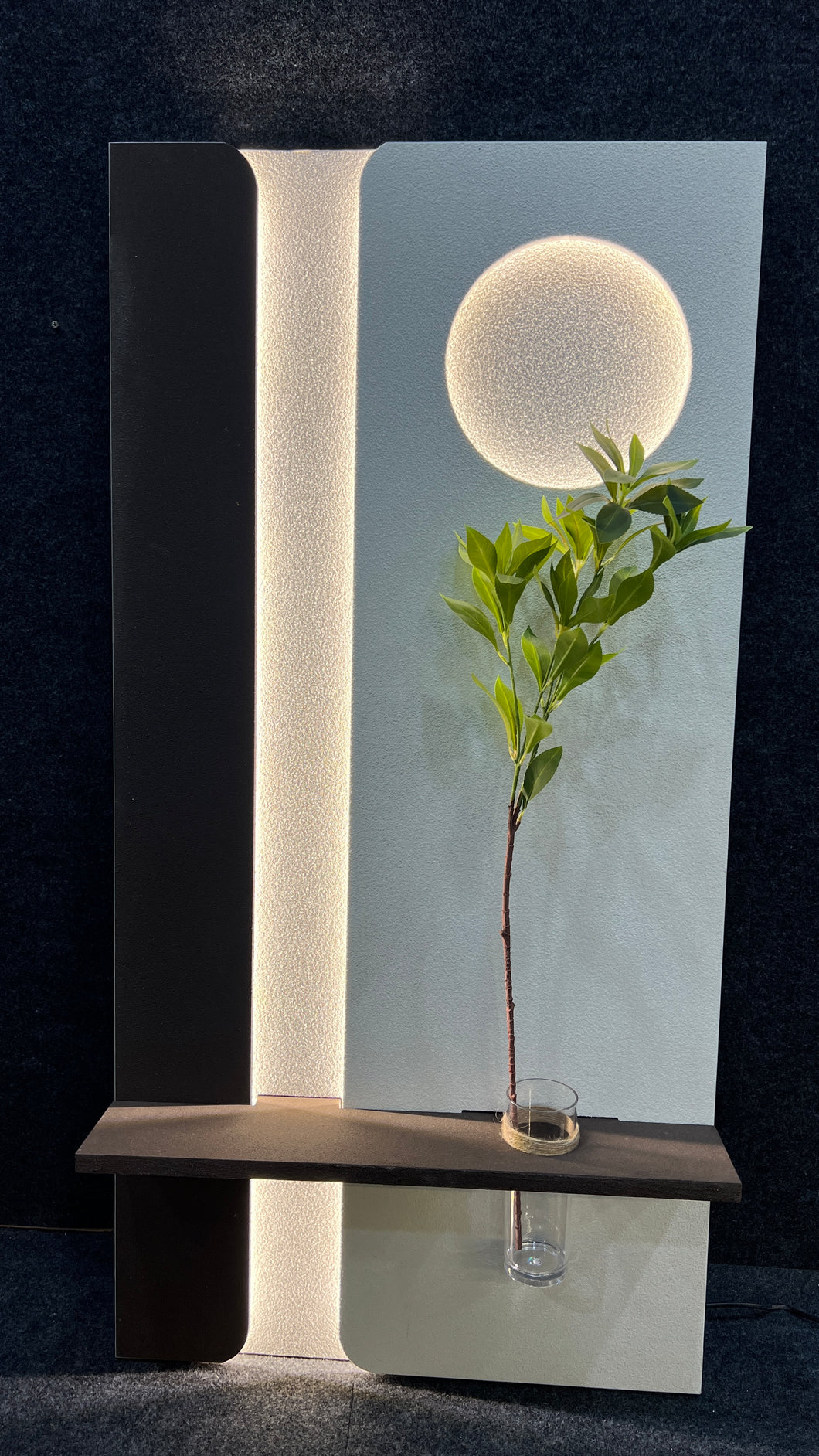 Full Moon Sandstone Imitation Plant Wall Art Led