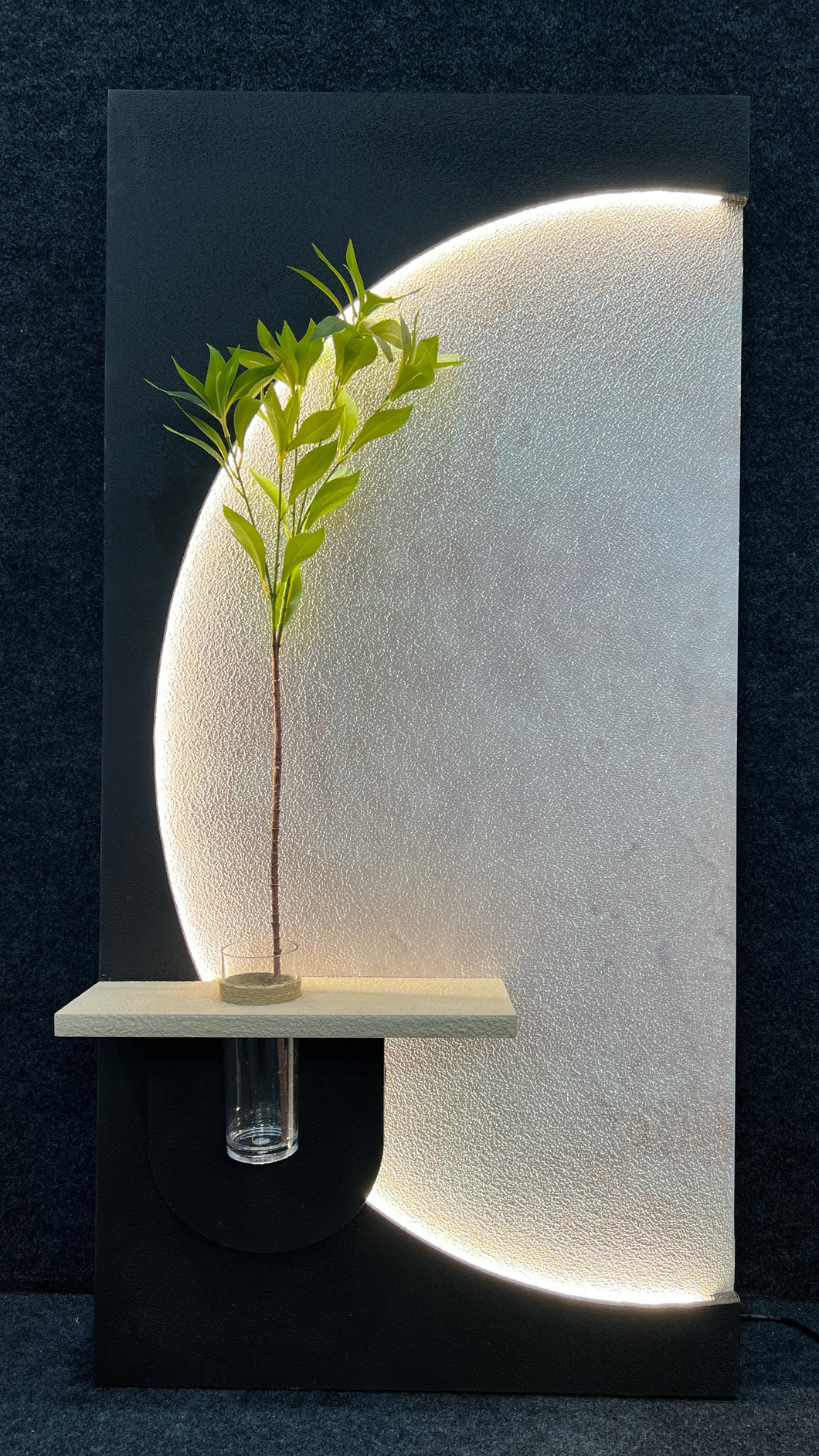 Creative Half Moon Sandstone Imitation Plant Wall Art Led