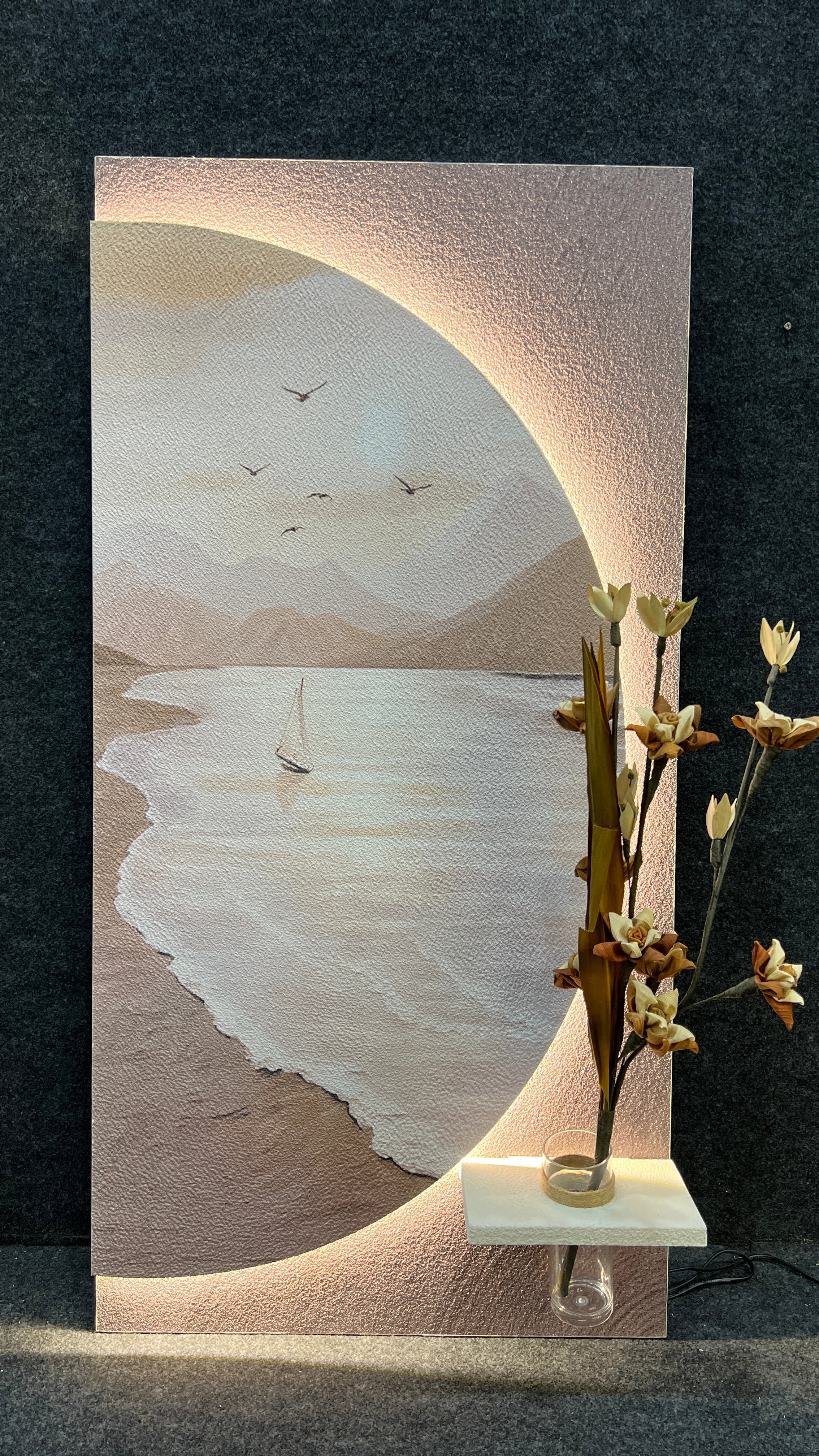 Modern Creative Sandstone Imitation Plant Wall Art Led