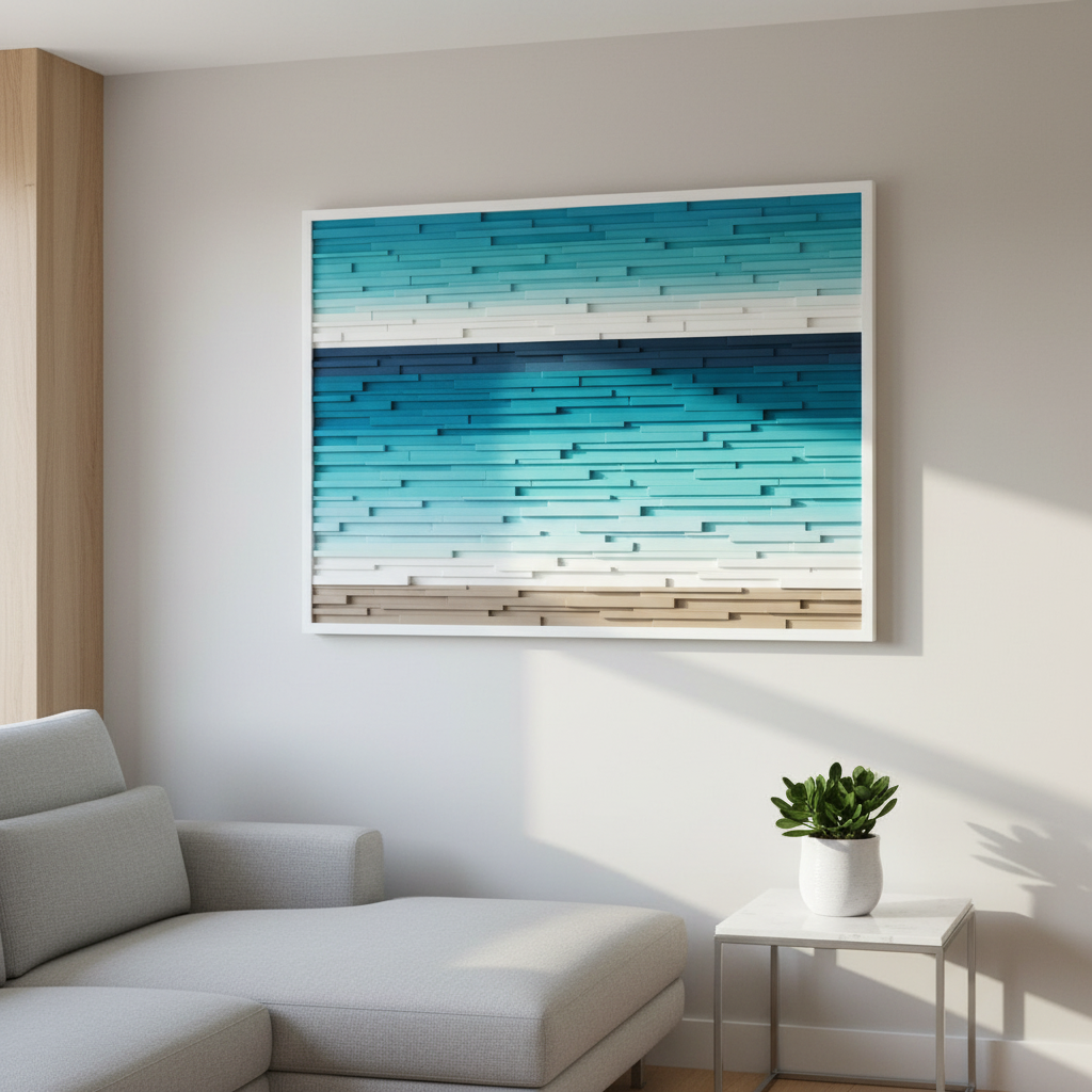 LONG BEACH PLANK WOOD MOSAIC WALL DECOR