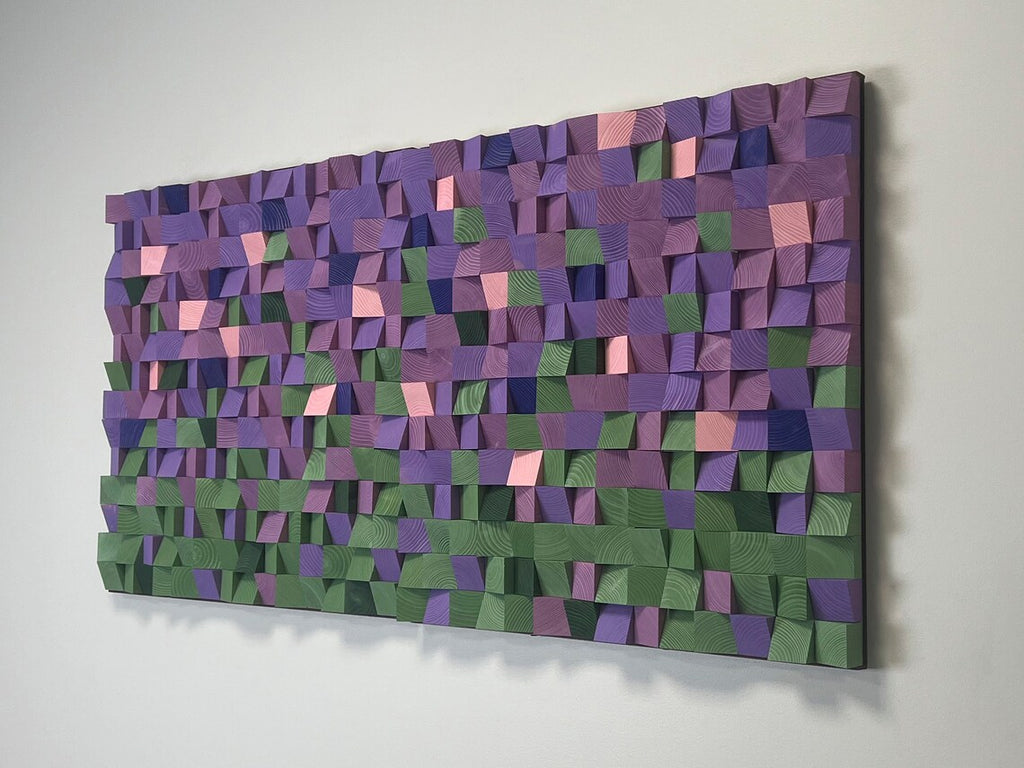Lavender field Wood Mosaic Wall Decor